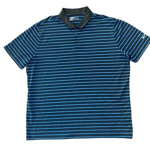 Nike Golf Dri-Fit Lightweight Blue & Black Stripe Polo Shirt XXL
